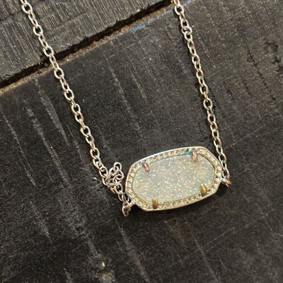 Elisa Silver Tone Pendant Necklace in Iridescent Drusy - Picture 3 of 11